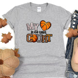a t - shirt that says my love is on basketball court