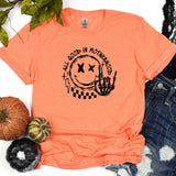 a t - shirt with a picture of a jack - o'- lantern and