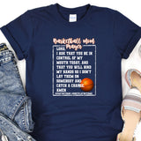 a t - shirt with a basketball saying on it