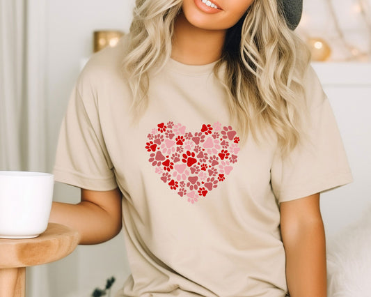 Paw Heart Valentines Day Shirt, Retro Paw Shirt, Pet Lover Shirt, Vintage Paw Heart T-Shirt, Animal Lover Shirt, Dog Lover Shirt