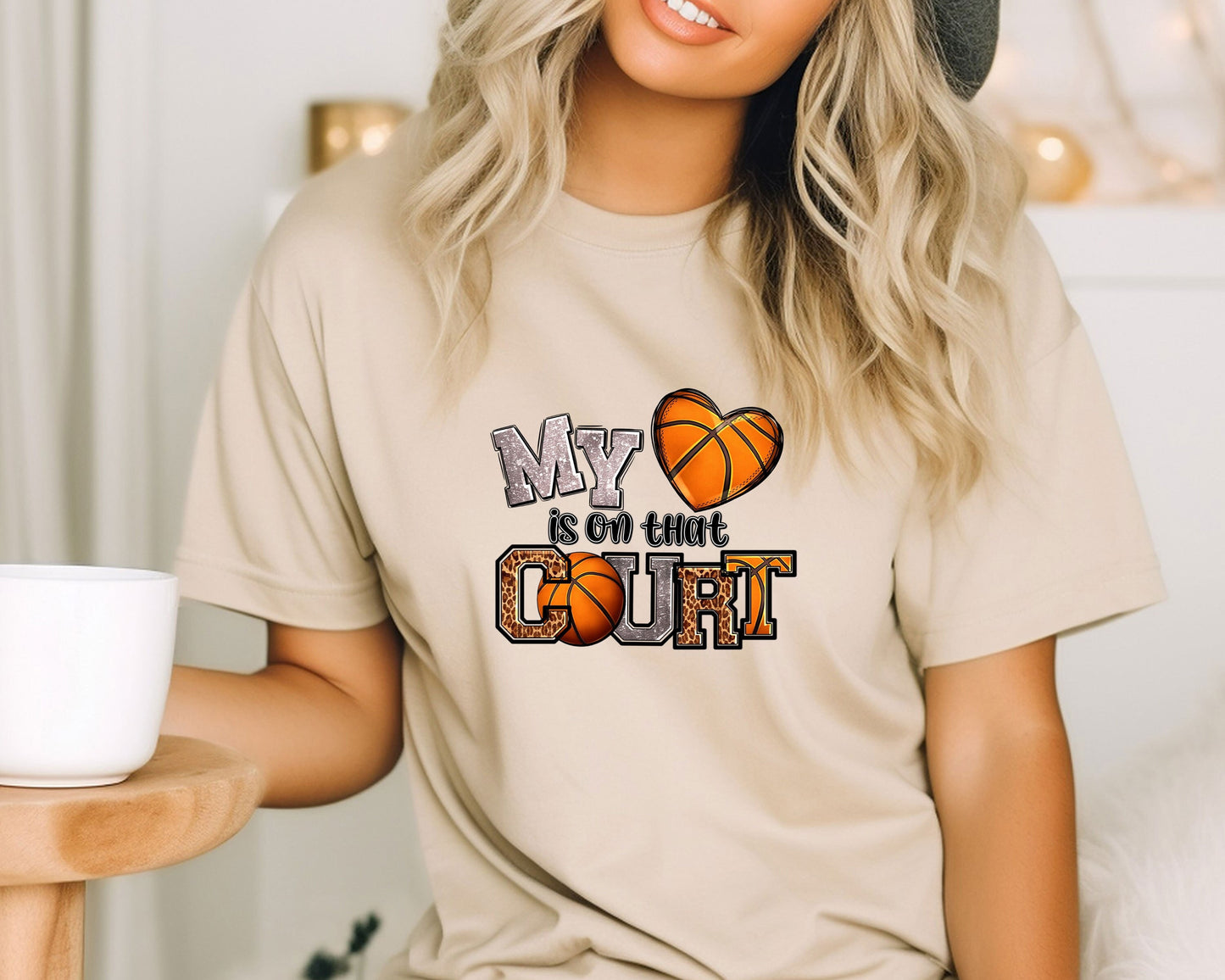 My Heart Is On That Court T-Shirt, Basketball Mom Shirt, Sports Mom Shirt, Basketball Mom Shirt, TeamTee, Match Day Tee