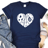 a t - shirt with the word blac on it and a pair of