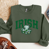 a green irish sweatshirt with a shamrock on it
