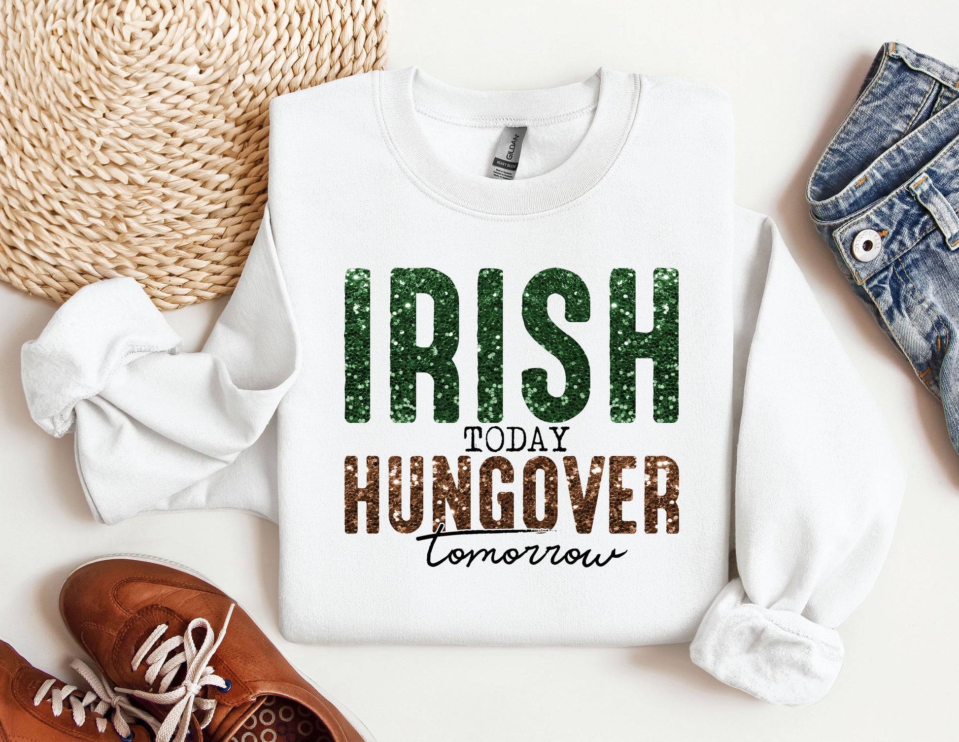 a sweater that says irish today hungover tomorrow