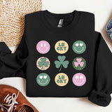 a st patrick's day sweatshirt with shamrocks and shamrocks on it