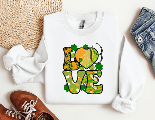 St.Patricks Love Nurse Sweatshirt, St Patricks Day Nurse Crewneck, Irish Women Sweatshirt, Nurse Love Hoodie, Irish Nurse Gift