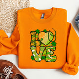 an orange shirt with the word love on it
