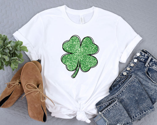 a st patrick&#39;s day shirt with a four leaf clover